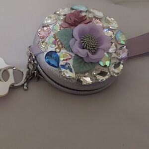 Embellished Lilac Floral Crystal (3 in 1) Key Chain, Bagcharm, Mirror